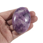 Loveliome Natural Purple Lepidolite Oval Polished Worry Stones, Healing Crystal Indoor Fountain Stones Massage Energy Anxiety Re