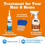 Nix Lice Removal Kit - Lice Treatment Hair Solution and Comb, Home Defense Bedbug and Lice Killing Spray (Pack of 2) (Packaging