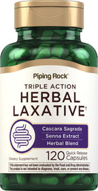 Piping Rock Herbal Laxative | 120 Capsules | Triple Action Relief Complex | Non-GMO, Gluten Free Supplement