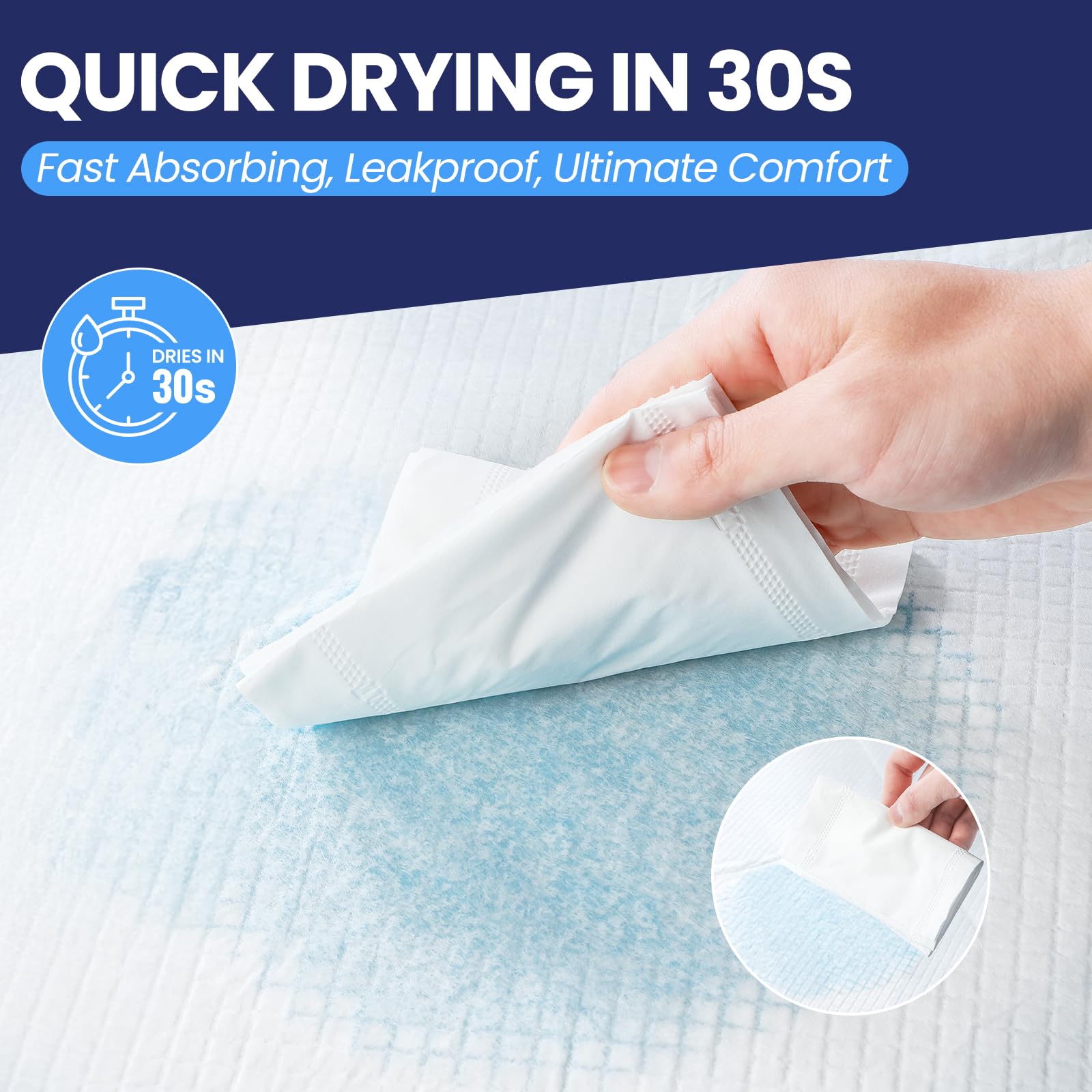 AOZITA 100 Pack Disposable Underpads 30 x 36 Incontinence Chux Pads Ultra Absorbency Protective Bed Pads, Heavy Duty Leakproof A