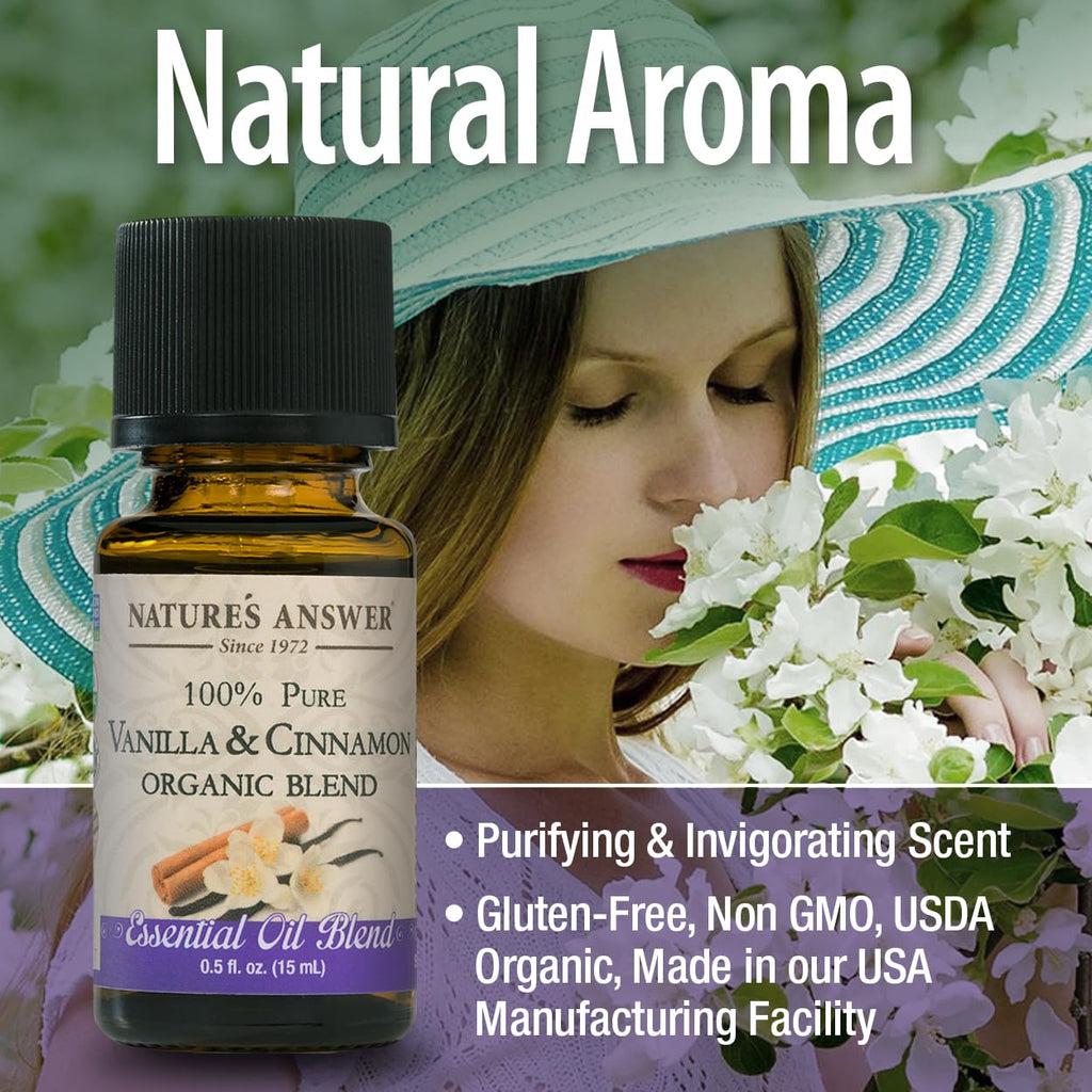Natures Answer 100% Pure Organic Essential Oil Blend, 0.5-Ounce, Vanilla/Cinnamon