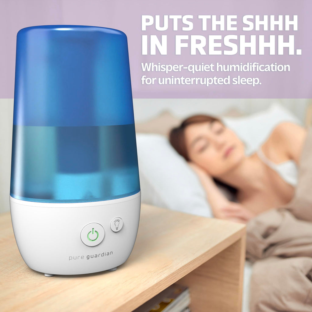 PureGuardian H965AR Ultrasonic Cool Mist Humidifier, 70 Hrs. Run Time, 1 Gal. Tank Capacity, 320 Sq. Ft. Coverage, Small Rooms,