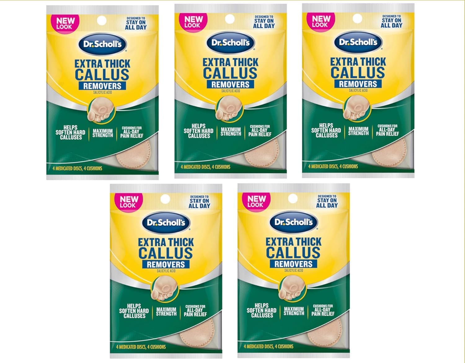 Dr. Scholl's Extra Thick Callus Removers 4 Cushions ea. (Packs of 5)
