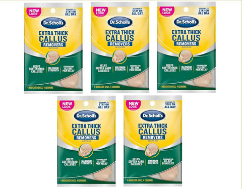 Dr. Scholl's Extra Thick Callus Removers 4 Cushions ea. (Packs of 5)