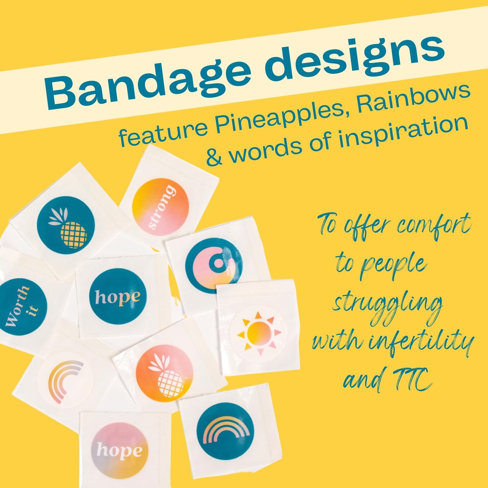 MyVitro Rainbow Pineapple Bandages | Perfect for IVF Shots | 40 Count