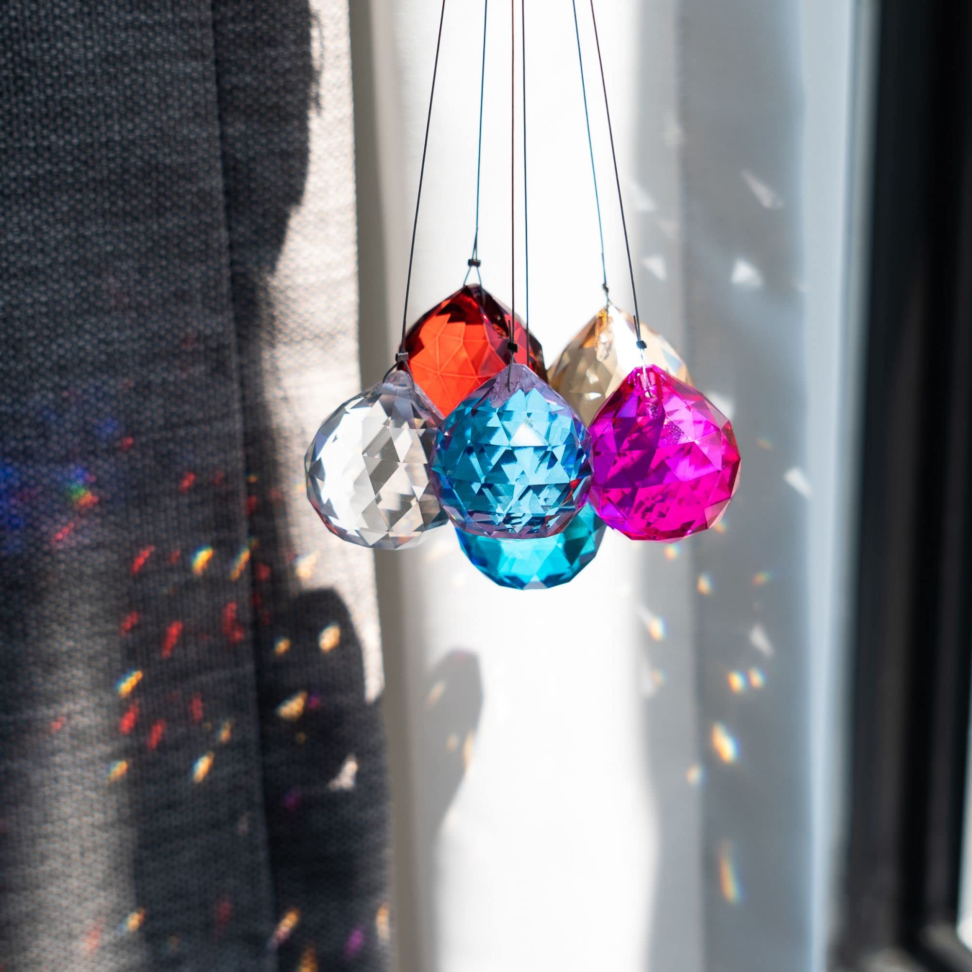 10 Pack Crystal Ball 1.18/30mm Prism Sun Shine Catcher Rainbow Pendants Maker, Hanging Crystals Prisms for Windows, for Feng Shu