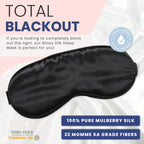 Blissy Silk Sleep Mask - Silk Eye Sleeping Mask for Women & Men for Total Blackout - Silk Eye Mask - 100% Pure Mulberry Silk, 22