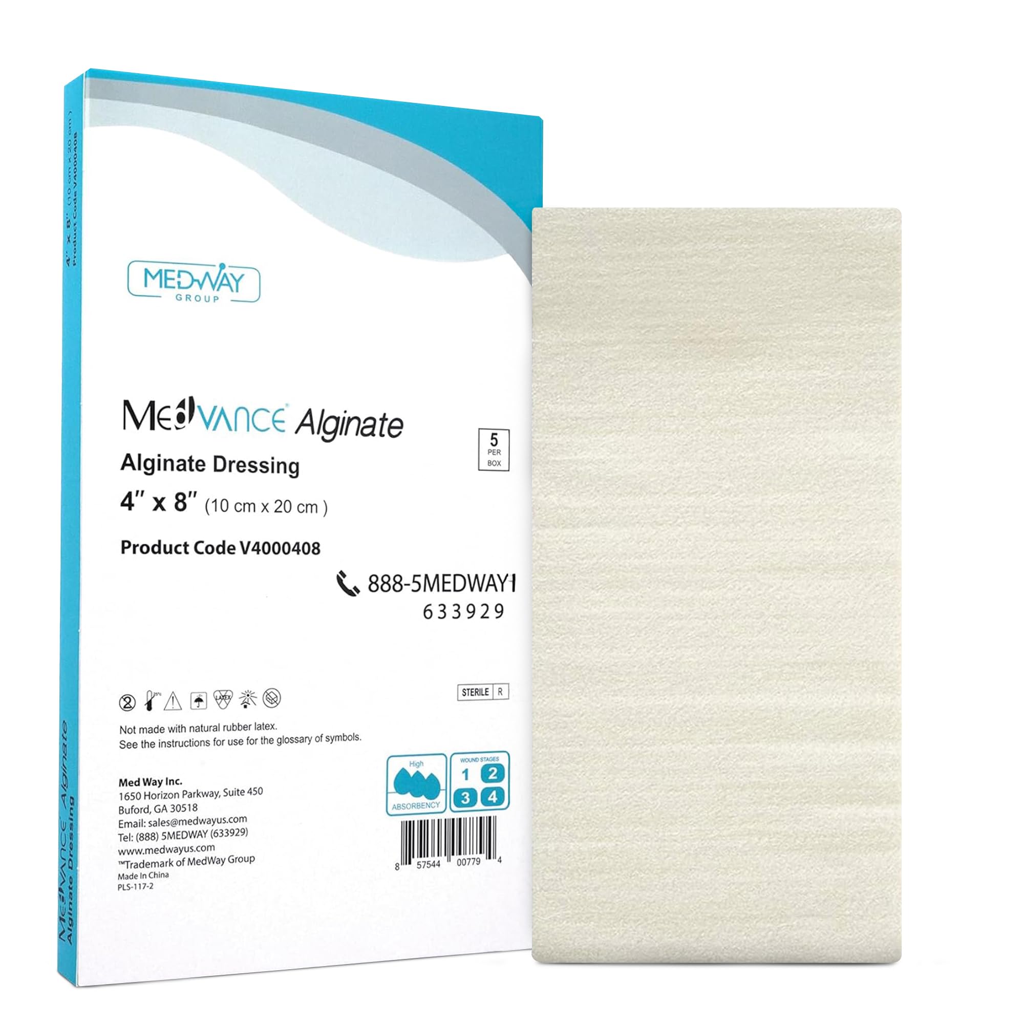 MedVance TM Alginate - Calcium Alginate Dressing 4x8 Box of 5 dressings