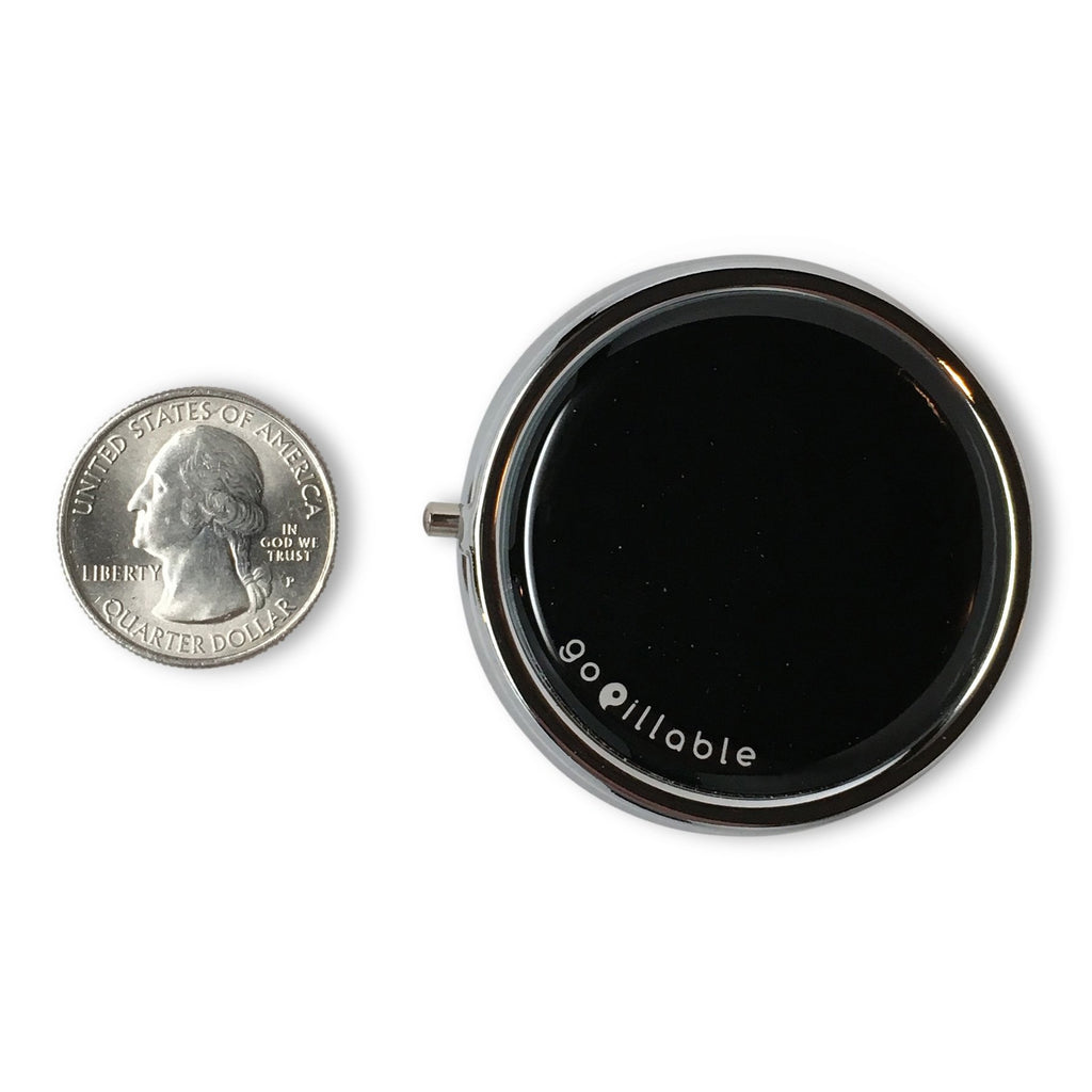 GOPILLABLE Black Purse Pill Box or Small Pill Box for Pocket. Convenient and Discreet, Great for Daily use or for Travel.