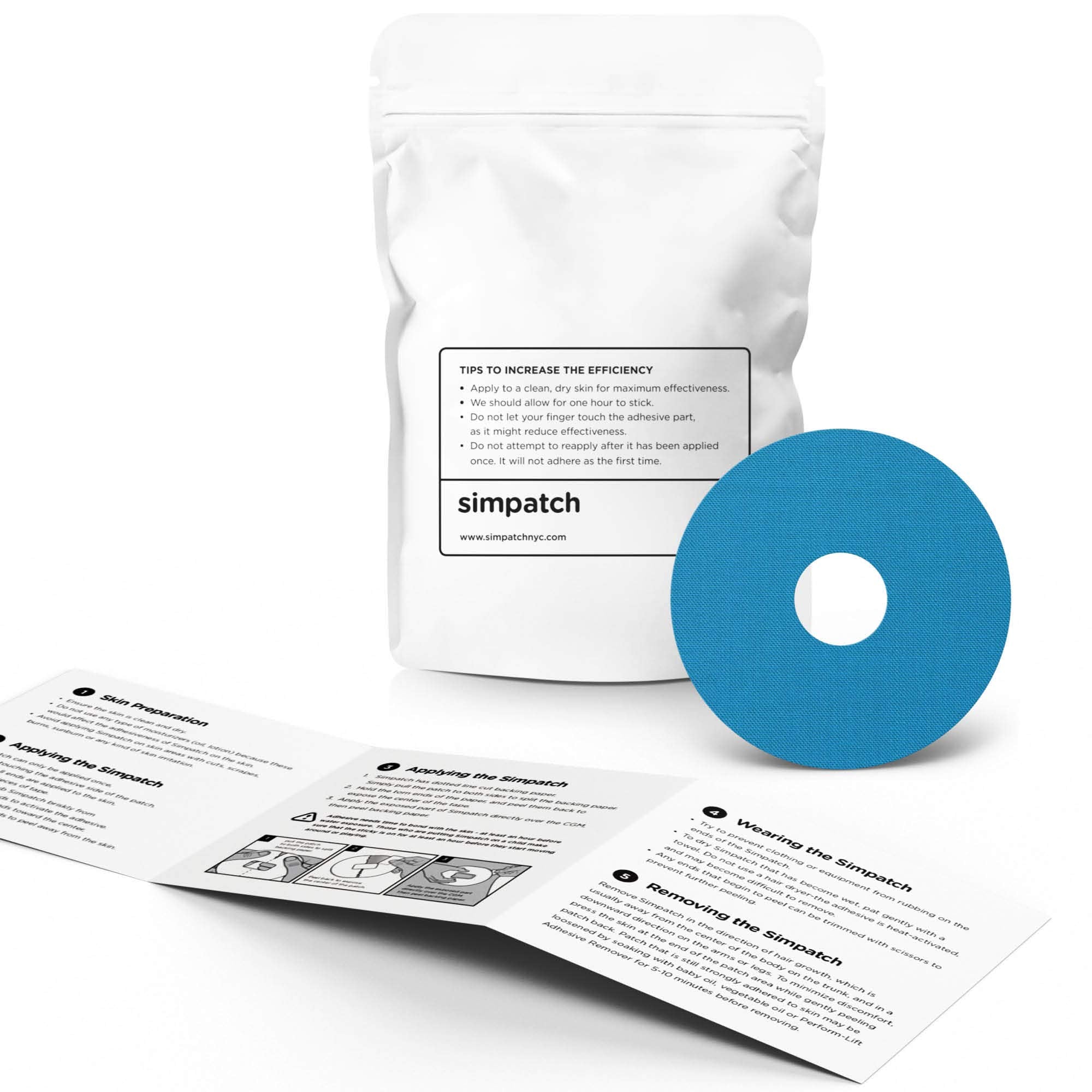 SIMPATCH Universal Adhesive Patch, 0.8-Inch Hole - Pack of 30 - Multiple Colors Available (Blue)