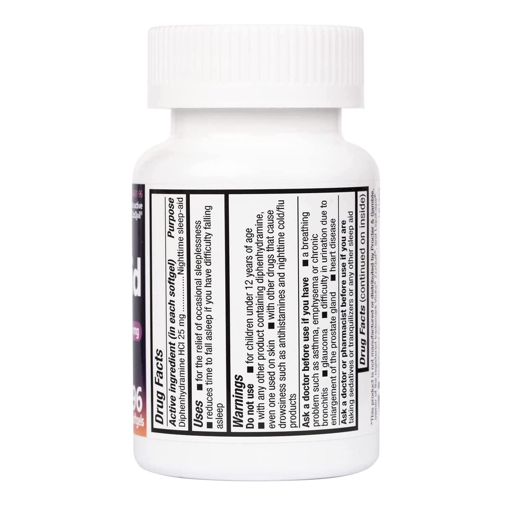 HealthA2Z Sleep Aid, Diphenhydramine HCl 25mg Softgels, Supports Deeper, Restful Sleeping, Non Habit-Forming (96 Softgels)