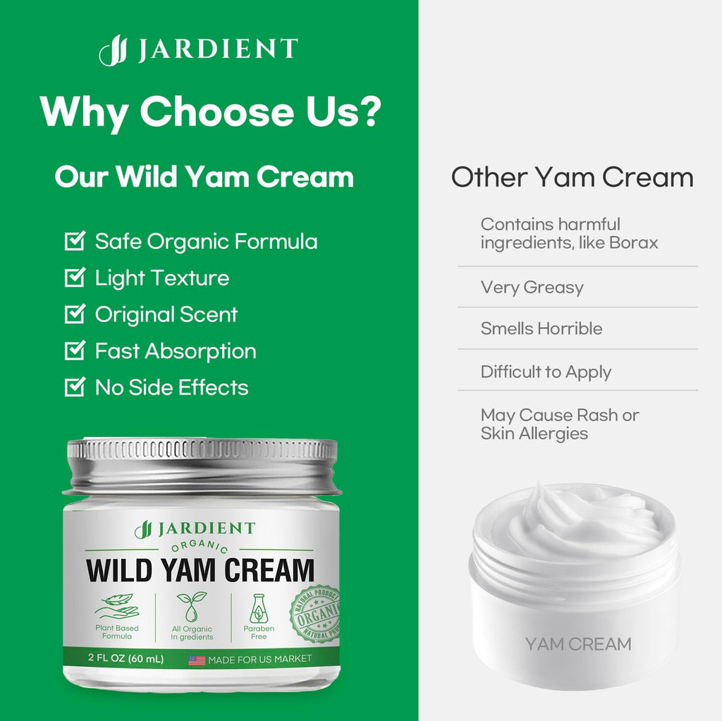 Jardient Wild Yam Cream Hormone Balance: Natural Organic Formula for Menopause Relief & Menstrual Support Like Hot Flashes Night