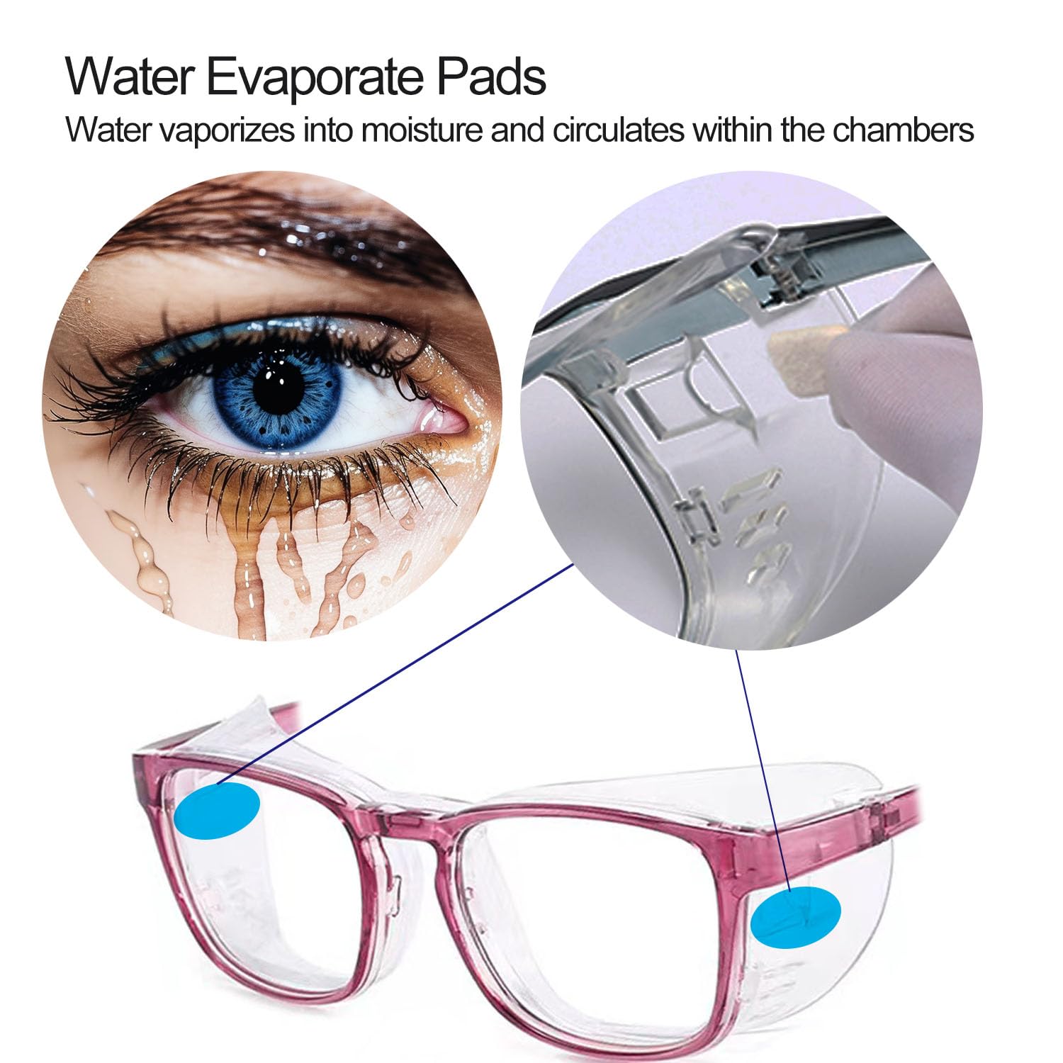 cosycare Hydrating Dry Eyes Glasses with Soft Silicone Moisture Chambers and Moisture Circulation Pad for Dry Eyes Symptoms (Dar
