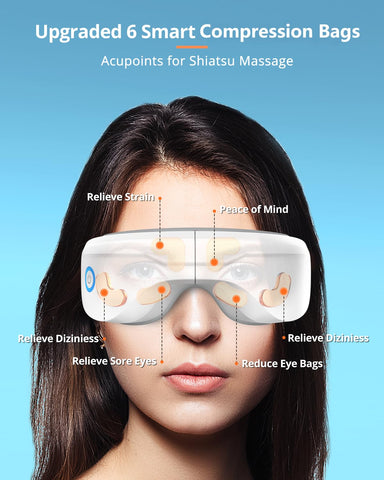 Eye Massager with Heat, Heated Eye Mask with Bluetooth Music, Face Massager, Eye Care Gift for Women, Eye Mask for Relax Eye, Re