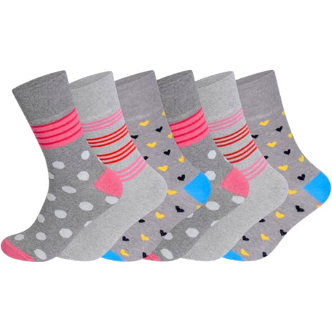 Sevello Clothing 6 Pairs Diabetic Socks for Women - Pregnancy Socks Neuropathy-Stretchable & Loose Fit-Swollen Feet ladies Socks