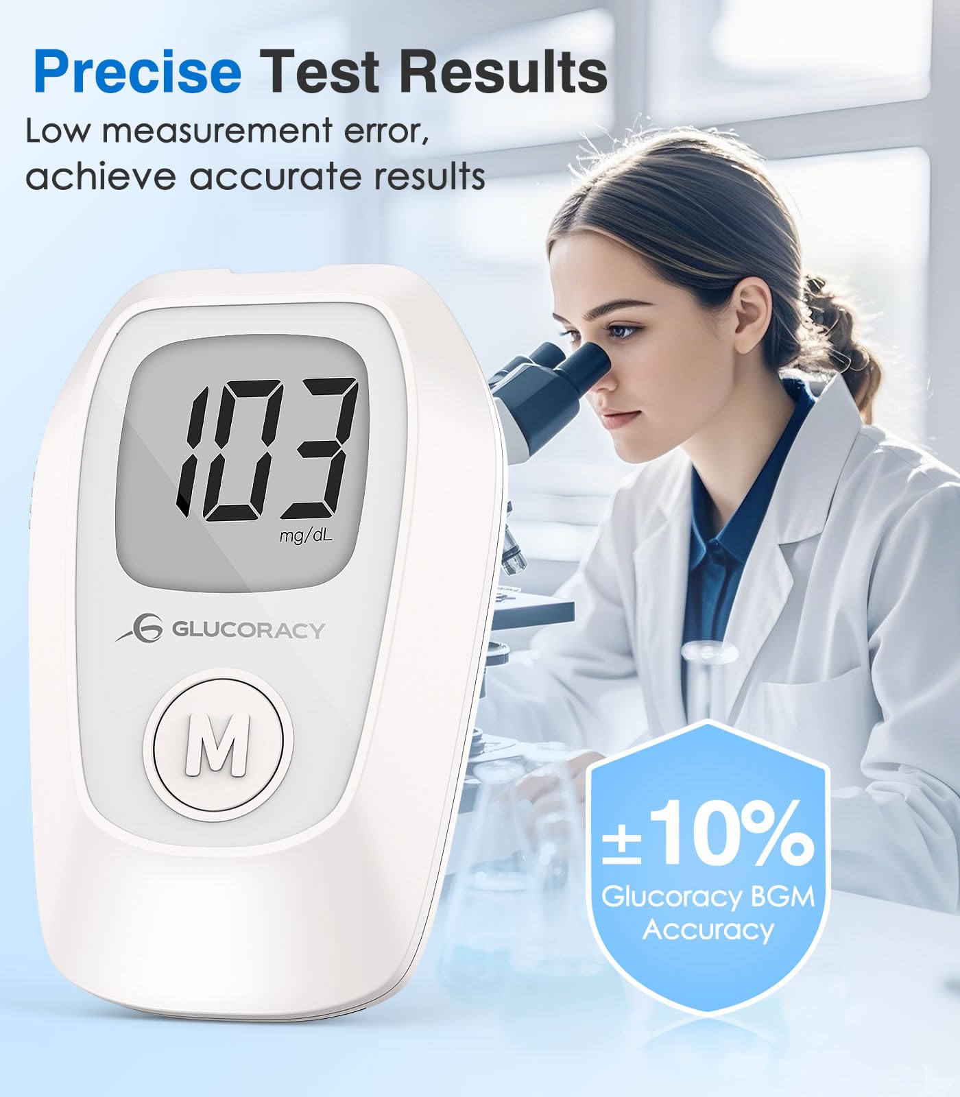 Glucoracy G-425 Blood Glucose Monitor Kit, Blood Sugar Test Kit with Lancing Device, 50 Test Strips and 50 Lancets, Glucose Mete