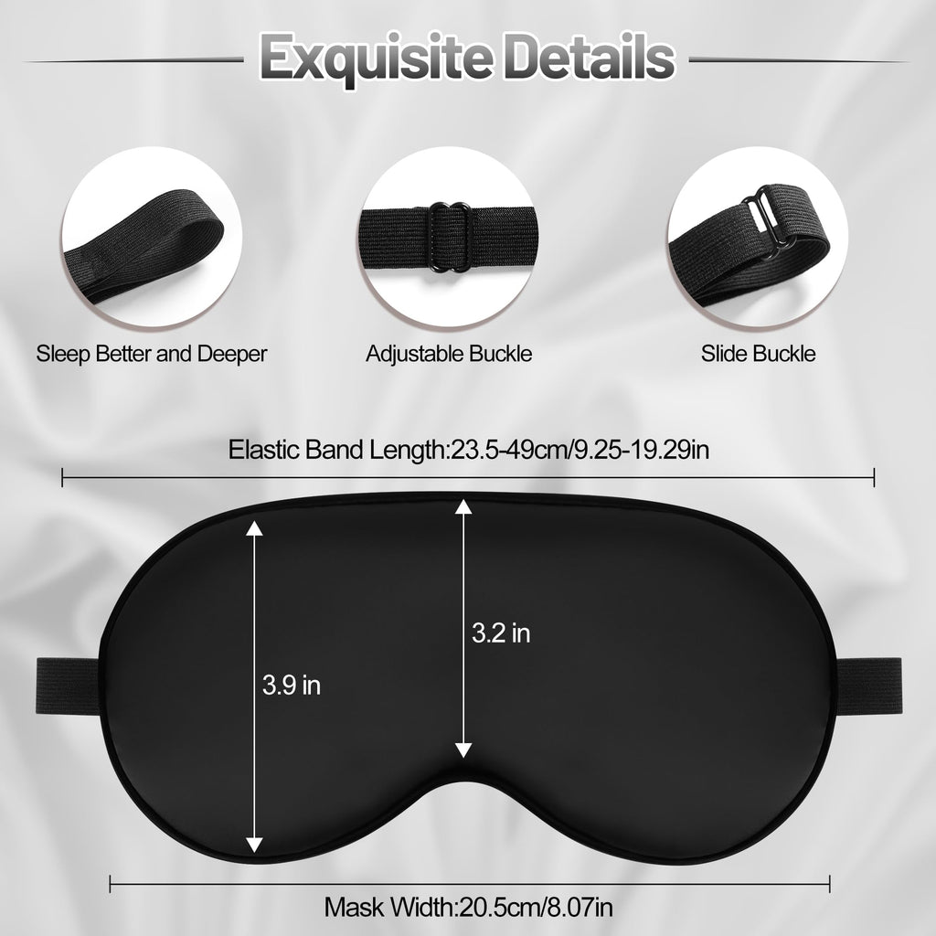 Silk Sleep Mask for Sleeping with Adjustable Strap, Satin Blackout for Men&Women, Comfortable Blindfold Eyeshade for Night Sleep
