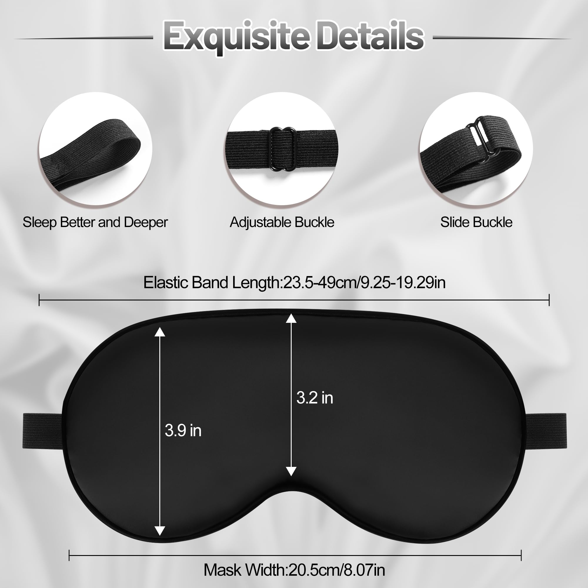 Silk Sleep Mask for Sleeping with Adjustable Strap, Satin Blackout for Men&Women, Comfortable Blindfold Eyeshade for Night Sleep