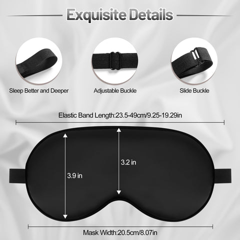 Silk Sleep Mask for Sleeping with Adjustable Strap, Satin Blackout for Men&Women, Comfortable Blindfold Eyeshade for Night Sleep