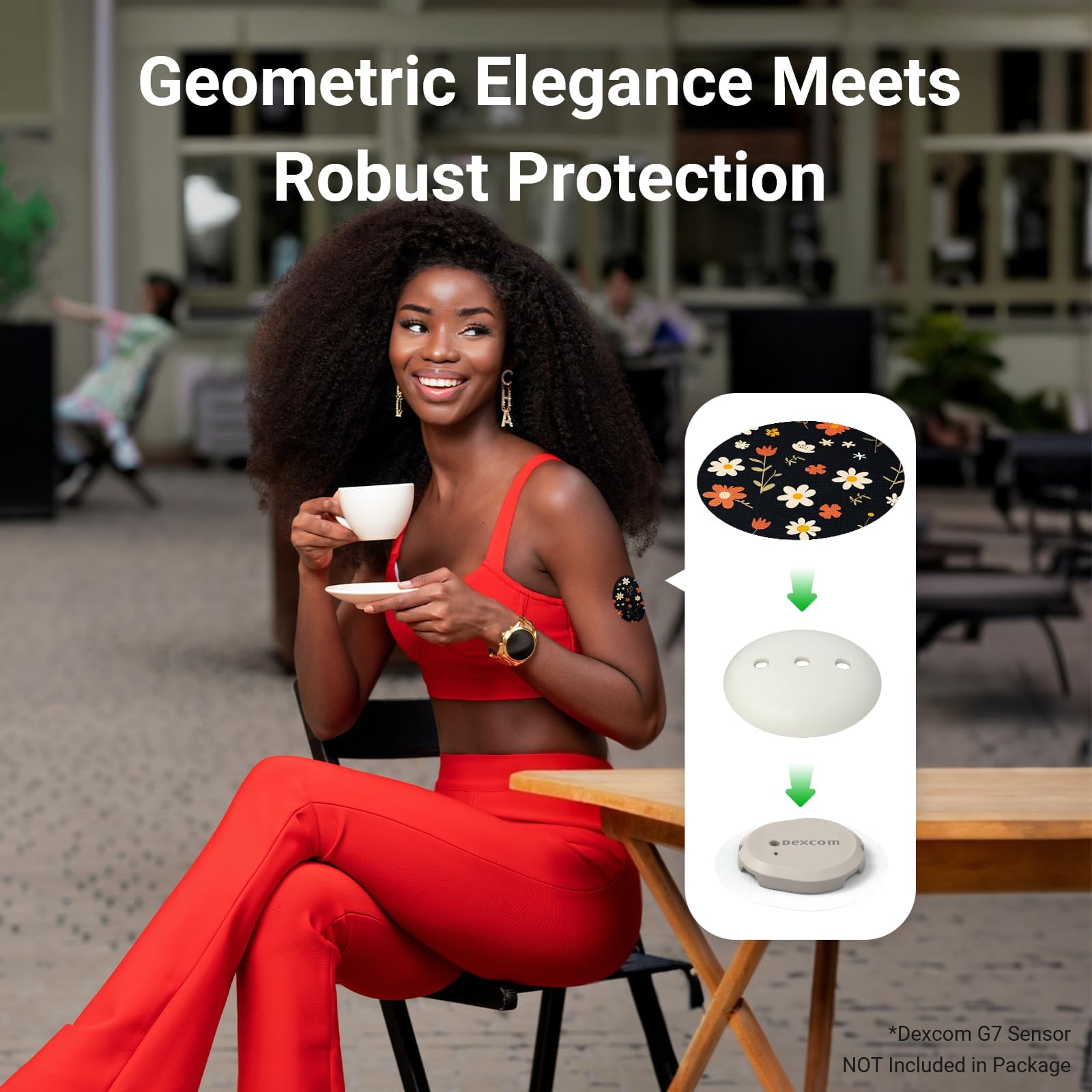 Kovoq - Dexcom G7 Over Patches, 16 Printed Waterproof Dexcom Stelo & G7 Over Patches, 1 Hardshell Cover for Enhanced Safeguard,