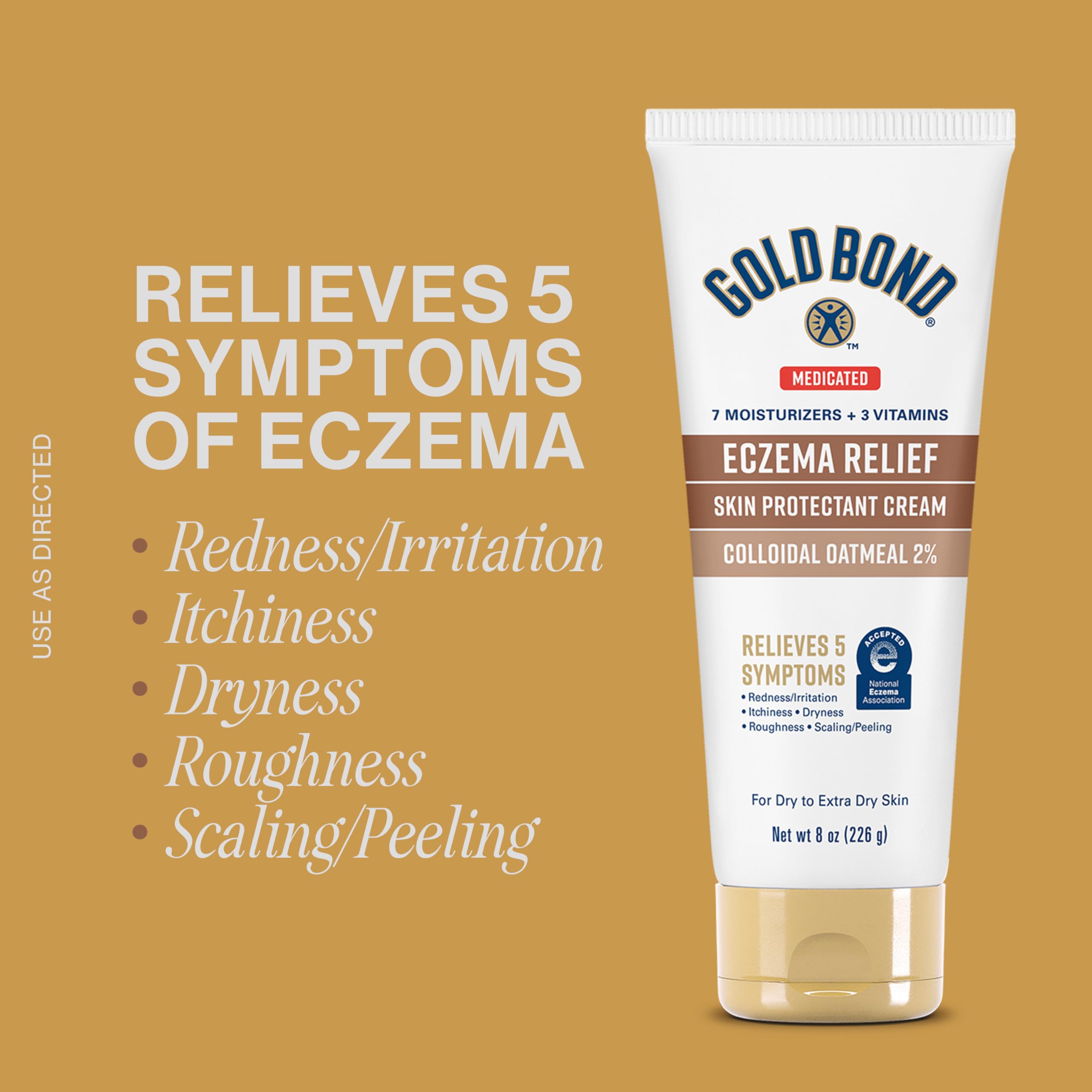 Gold Bond Medicated Eczema Relief Skin Protectant Cream, 8 oz., With 2% Colloidal Oatmeal