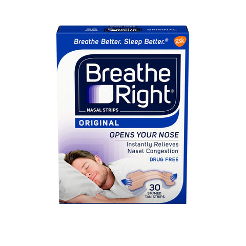 Breathe Right Nasal Strips Original Tan Small/Medium, 30 Count