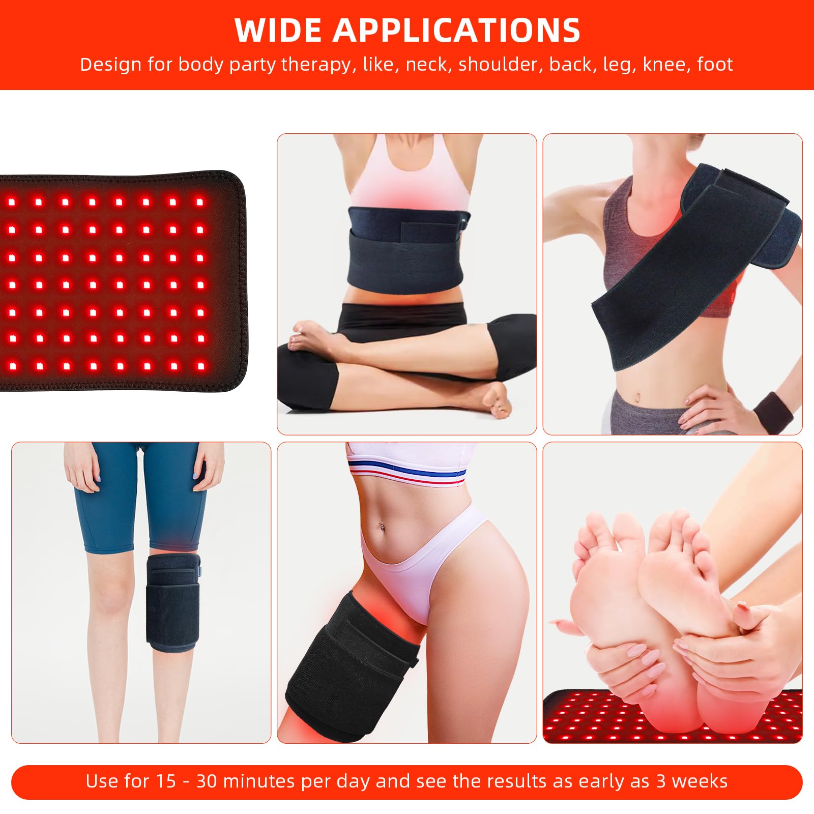 Red Light Therapy Infrared Light Therapy Pad for Body Pain NIR Deep Therapy for Back Knee Hands Feet Relief Portable 660nm 850nm