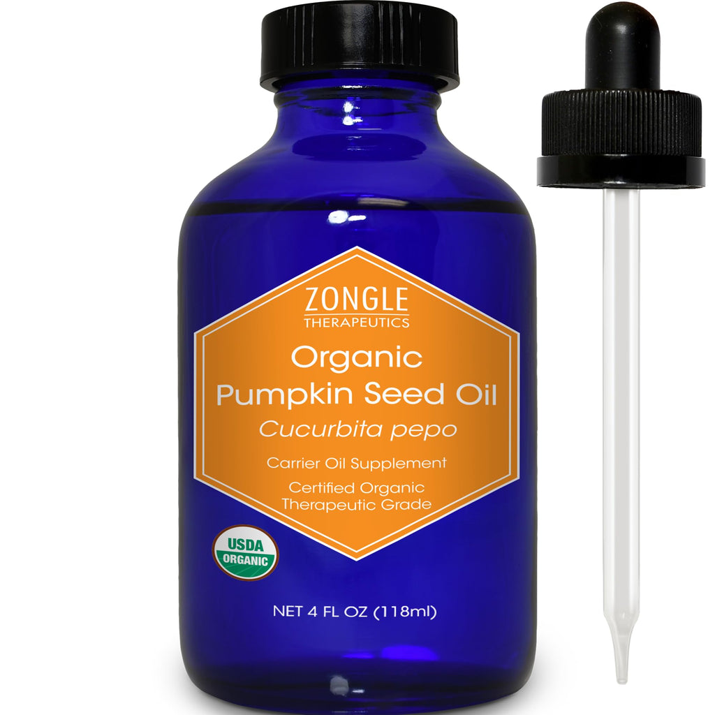 Zongle Therapeutics Organic, Pumpkin Seed Oil, Supplement, for Hair Growth - 100% Pure, Pumpkin Seed Oil, Cold Pressed, 4 OZ