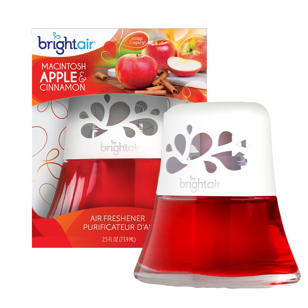 BRIGHT Air Scented Oil Air Freshener, Macintosh Apple and Cinnamon, Red, 2. 5oz, 6/Carton