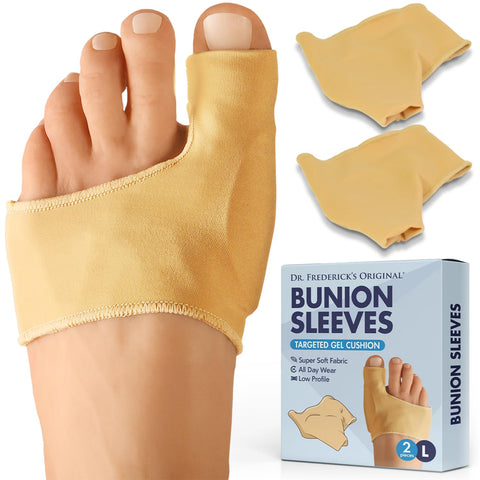 Dr. Frederick's Original Bunion Sleeves - 2ct. - Thin Bunion Relief Socks - Orthopedic Bunion Cushion for Women & Men - Gel Pad 