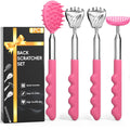 4Pack Telescoping Back Scratcher with Different Heads, Gifts for Christmas, Stocking Stuffers Birthday Gifts for Men, Women, Him
