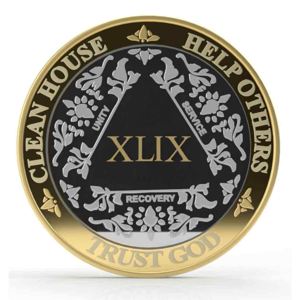 Silver & Gold 1-50 Years Alcoholics Anonymous Medallion AA Coin Capsule Included