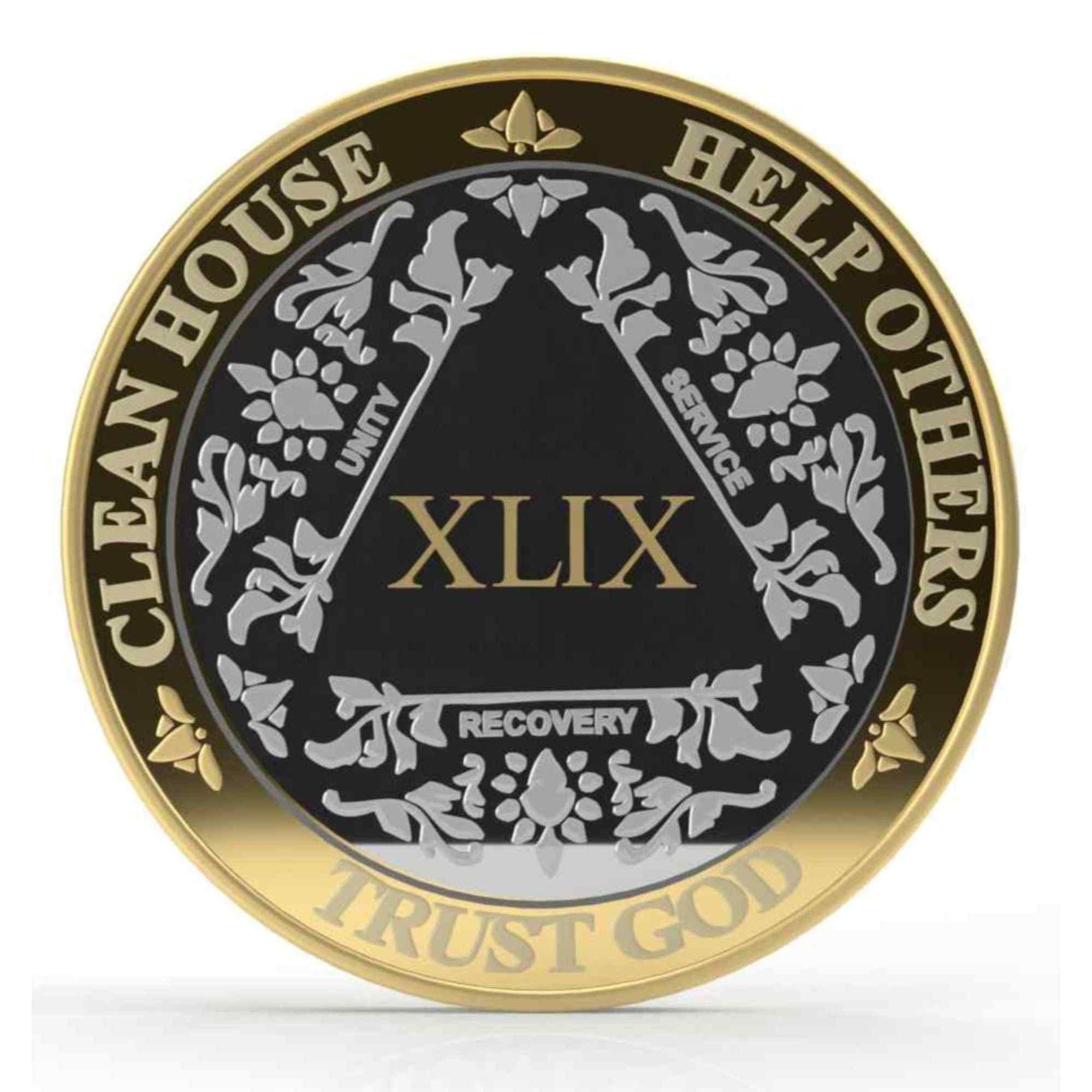 Silver & Gold 1-50 Years Alcoholics Anonymous Medallion AA Coin Capsule Included