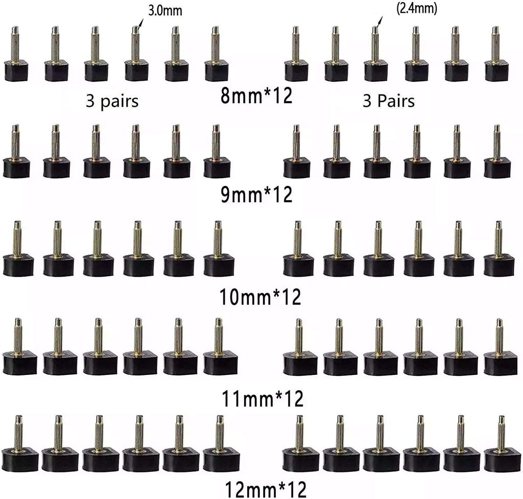 TcJ-Chen YEHAM 30 Pairs Womens High Heel Shoes Replacement Tips Pin (5 Different Sizes, 2 Different Pins Diamete) with 6 Heel P