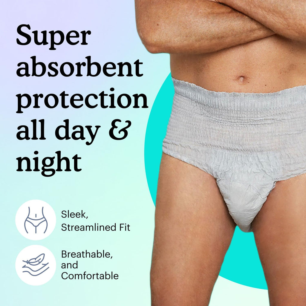 Because Maximum Incontinence Underwear for Men - Heavy Bladder Leak Protection, Ideal for Overnight Leakage, Sleek, Invisible Fi