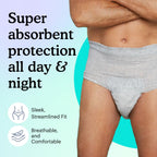 Because Maximum Incontinence Underwear for Men - Heavy Bladder Leak Protection, Ideal for Overnight Leakage, Sleek, Invisible Fi