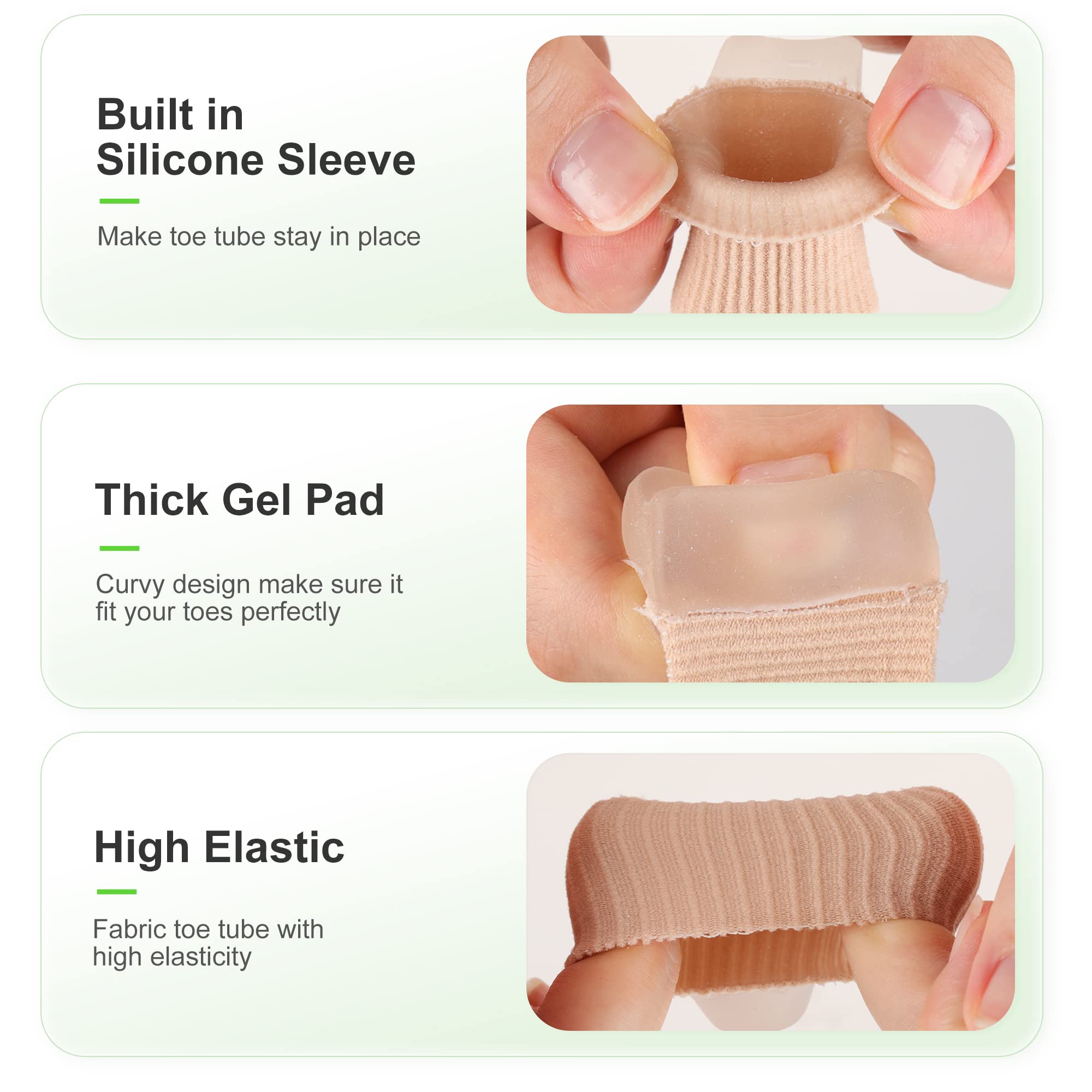 Ajoysoul Toe Separator for Women, 6pcs Big Toe Bunion Corrector Toe Straightener with Fabric Sleeve, Toe Protector Relief Pain f