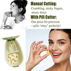 Zinmilin Avocado-Shaped Pill Cutter, Splitter for Small & Large Pills, 2-Compartment, Green, 1 Count