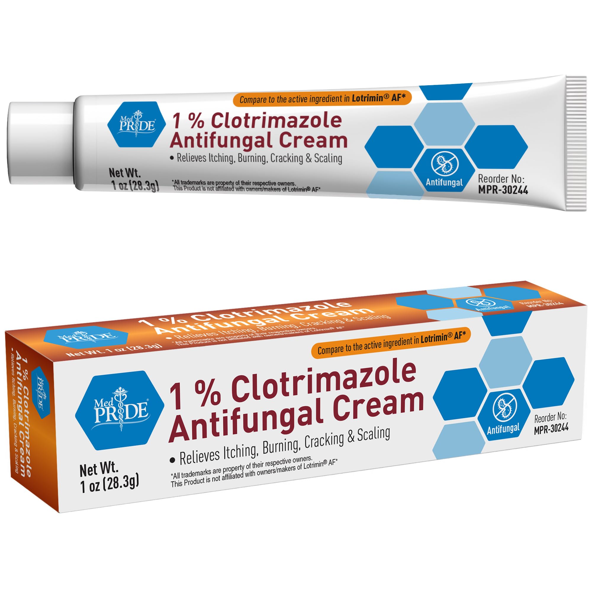 MED PRIDE 1% Clotrimazole Antifungal Cream 1oz- Fungus Skin Care Treatment with - Jock Itch Body Ointment - Fights Infection, Sw