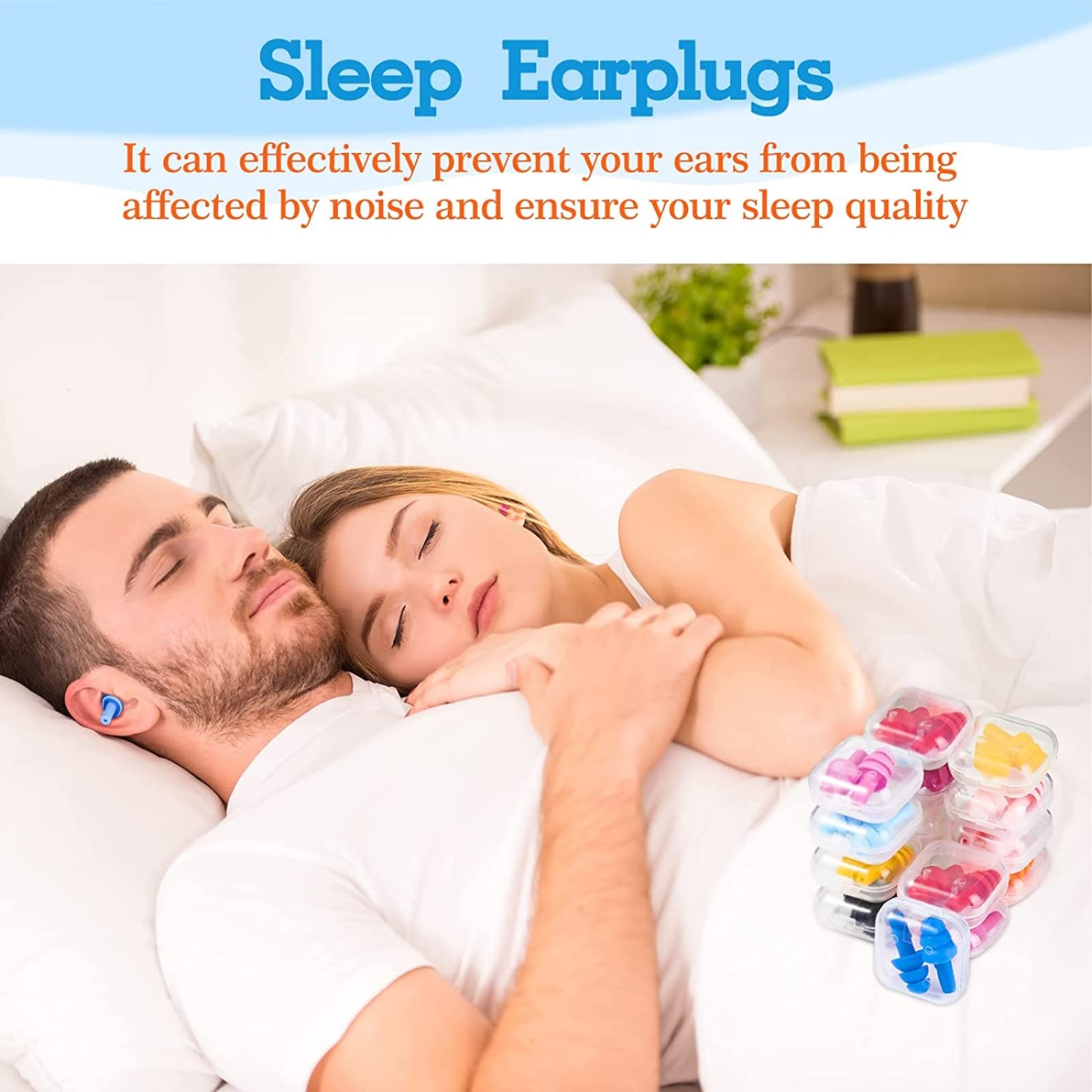 200 Pairs Ear Plugs Bulk for Sleeping Noise Cancelling, Swimming, Shooting, Concerts, Snoring 10 Assorted Colors with Carry Case