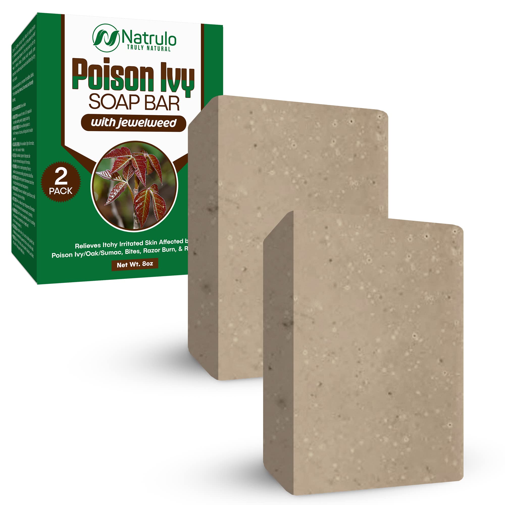 Natrulo Poison Ivy Soap Bar - All Natural Poison Ivy Treatment - Anti-Itch Skin Cleanser Bar for Poison Ivy, Poison Oak & Sumac 