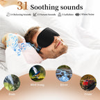 Easysleep 3D Sleep Mask Sleep Headphones White Noise Sleep Eye Mask with 31 Soothing Sounds 3 Timer Soft Adjustable Light Blocki
