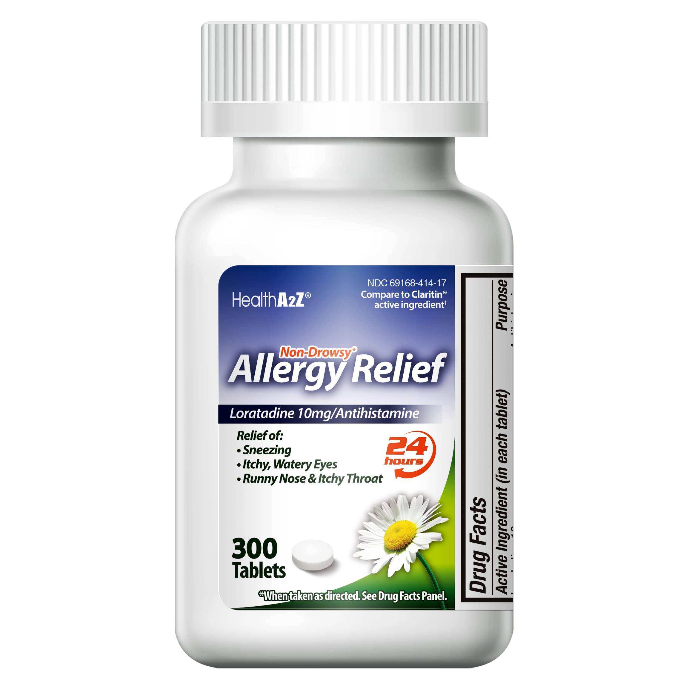 HealthA2Z Allergy Relief | Loratadine 10mg | Antihistamine | Non-Drowsy | Relief from Itchy Throat, Sneezing, Runny Noses | 24-H