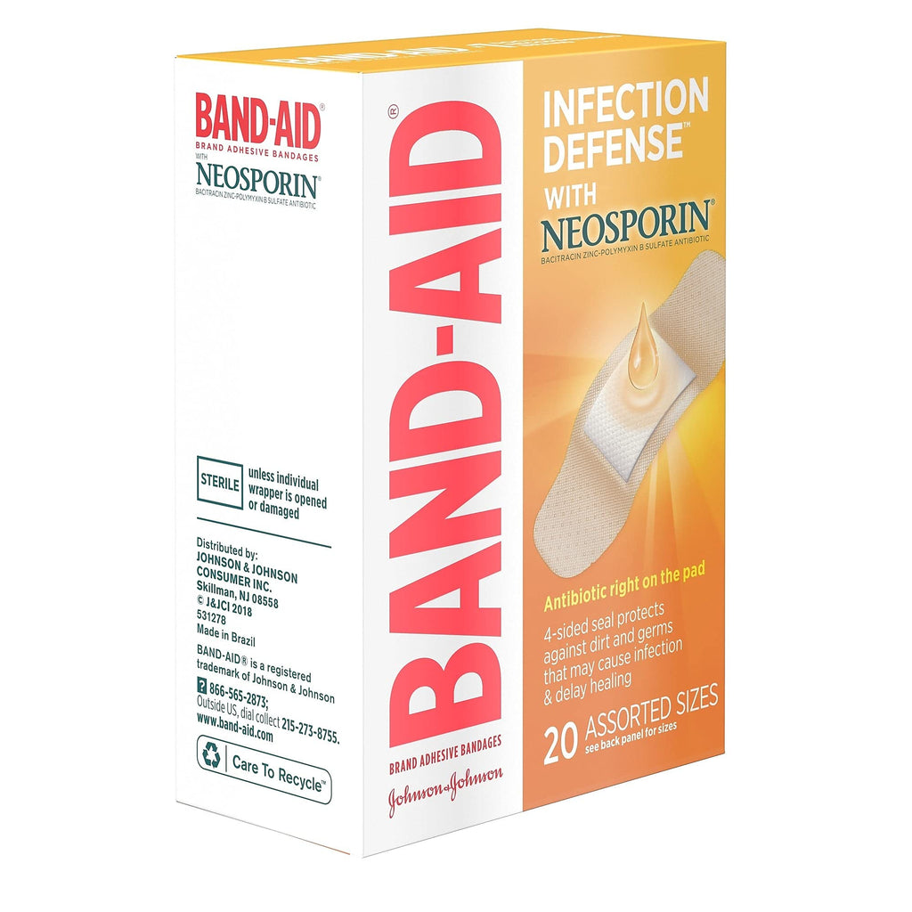 Band-Aid Adhesive Bandages Plus Antibiotic, Assorted, 20 bandages