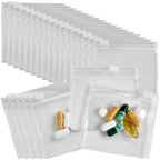 Zippered Pill Pouch Bags - 24 Pcs, Slide Lock Clear Plastic Mini Bags, BPA-Free for Pills Vitamins, Supplements, Medications, Je