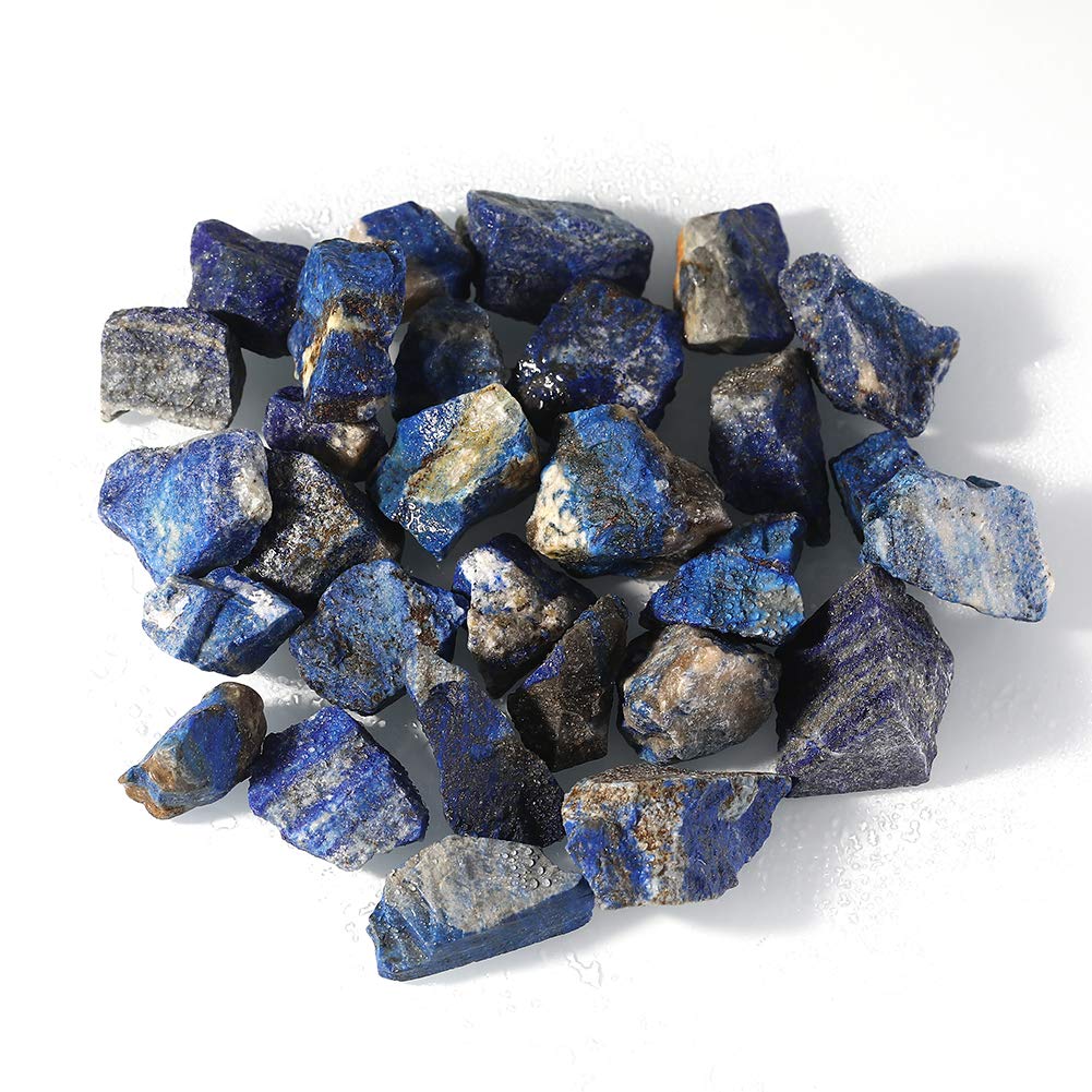 Bingcute 1lb Bulk Raw Rough Lapis Lazuli Stones Raw Natural Stones for Tumbling,Cabbing,Polishing,Wire Wrapping,Gem Mining, Wicc