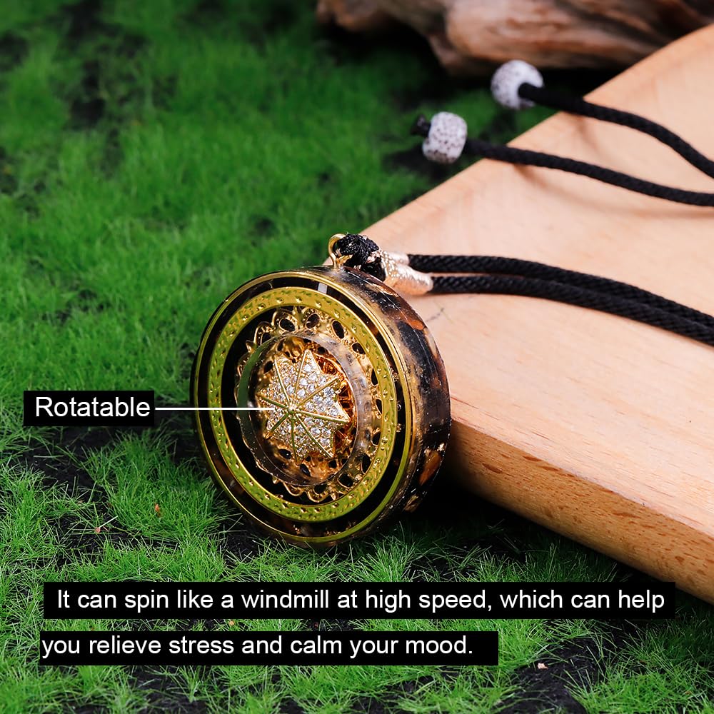 Da Piao Liang Tiger Eye Necklace With Rotatable Pendant Obsidian Energy Protection Adjustable Rope For Anxiety Healing Jewelry (