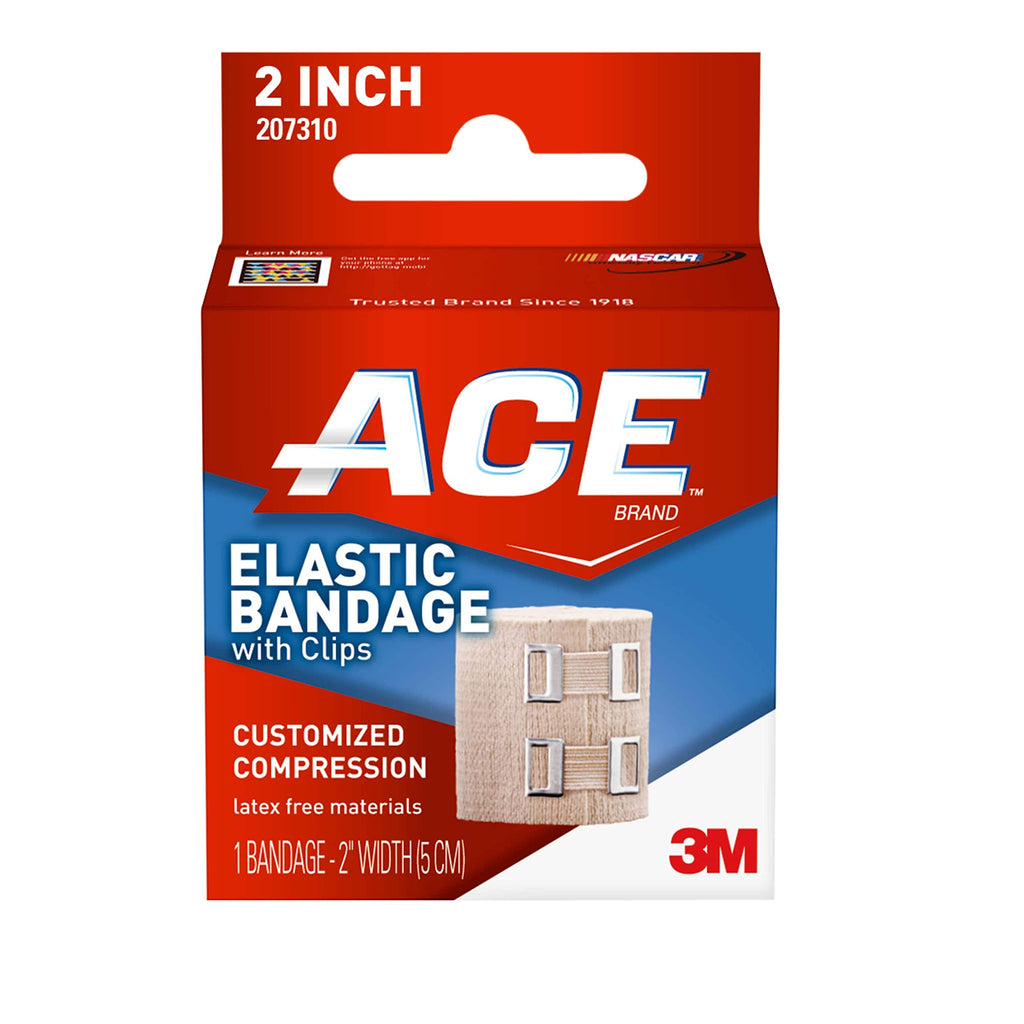 ACE Elastic Bandage With Clips Customized Compression 2 Inches 1 Each
