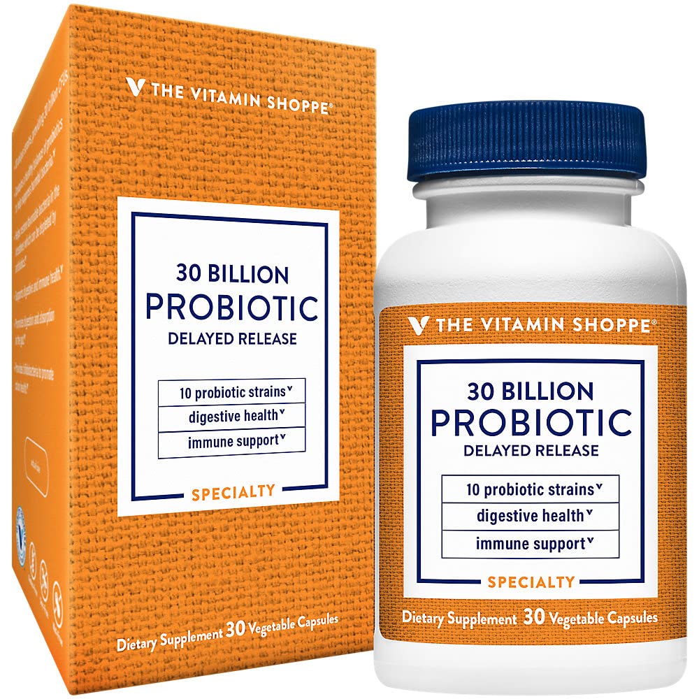 Probiotic Delayed Release 30 Billion - with 10 Probiotic Strains to Support Digestive, Immune & Vaginal Health or Yeast Imbalanc