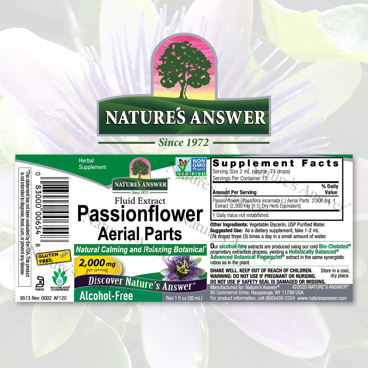Nature's Answer Passion Flower | Super Concentrated | Liquid Herbal Tincture Supplement Drops | Natural Calming Botanical | Non-